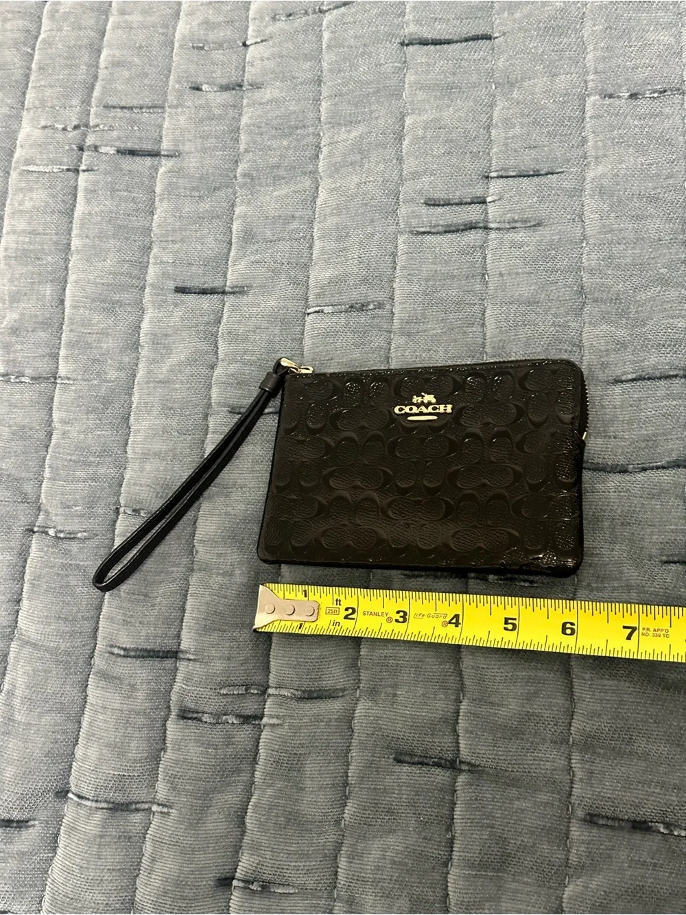 COACH Black Patent Leather Signature Wristlet
